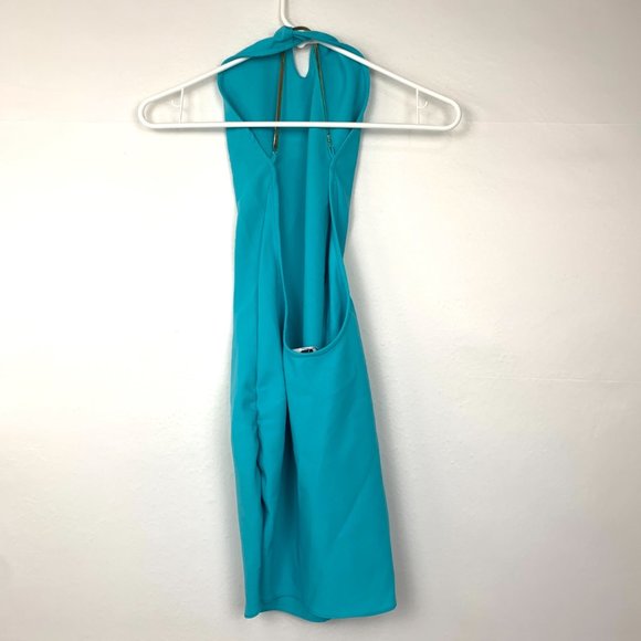 NEW The Bar Liam Open Back Mini Dress Turquoise Blue 0 - Picture 9 of 10
